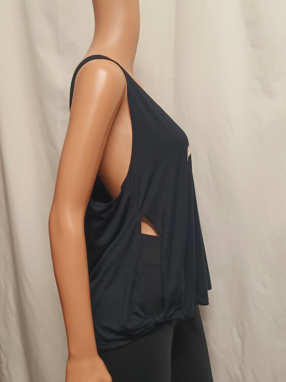 JoyLab Black Side-Cut Tank with Knotted Hem